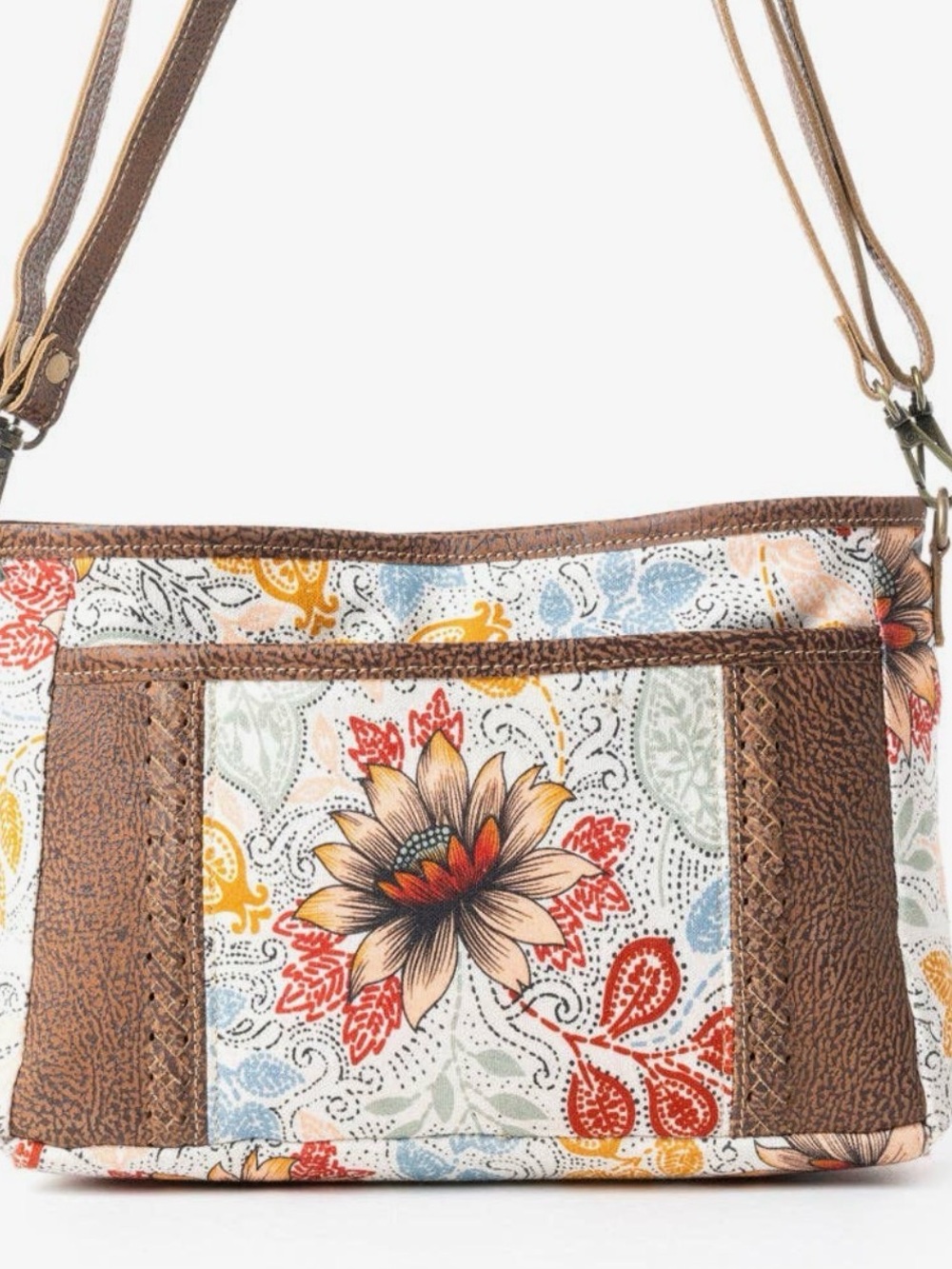 Myra Bag Floral Crossbody in Brown, Red, Yellow, Blue